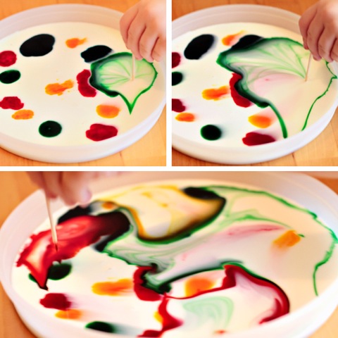 pintura para niños con leche