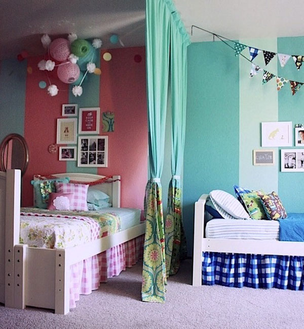 Cómo decorar habitaciones compartidas por un niño y una niña Decoracion de dormitorios para bebe niña
