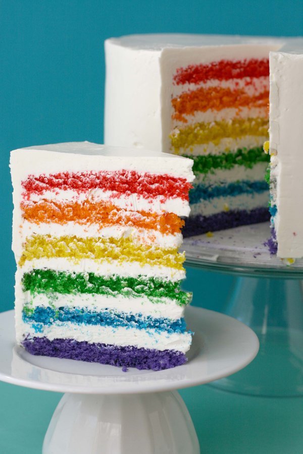 Tarta de cumpleaños con los colores del arco iris