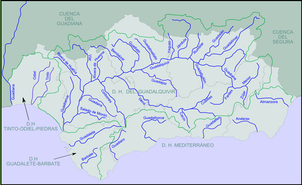mapa rios de andalucia