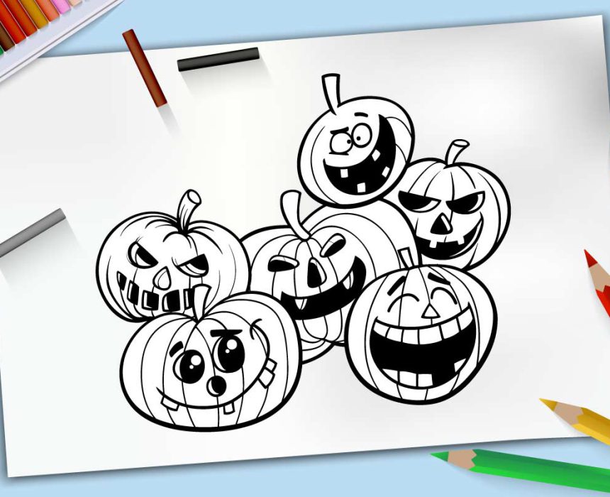 15 dibujos de calabazas de Halloween para colorear - Pequeocio
