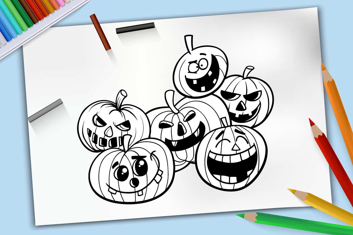 15 dibujos de calabazas de Halloween para colorear - Pequeocio