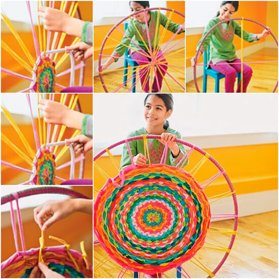 alfombra con trapillo hula hop