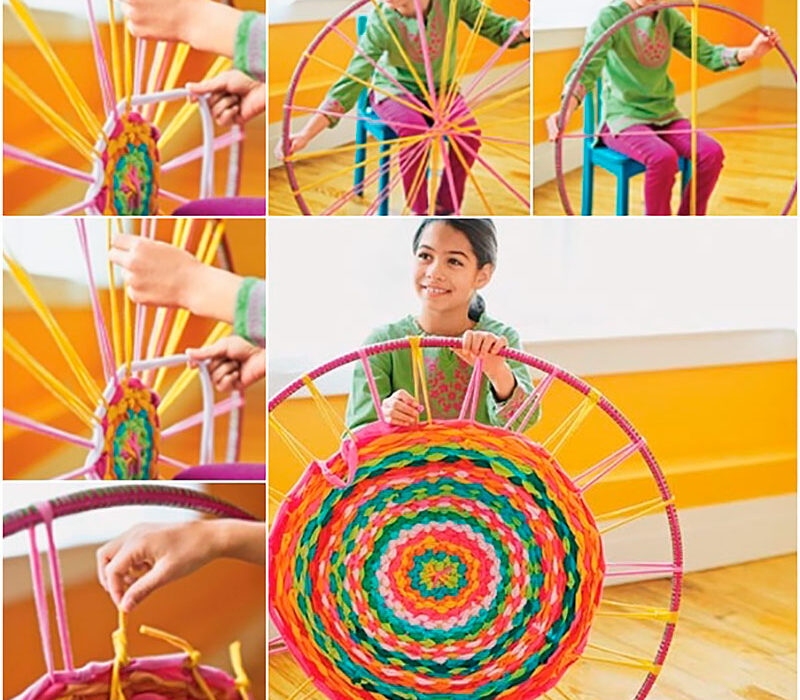 alfombra con trapillo hula hop