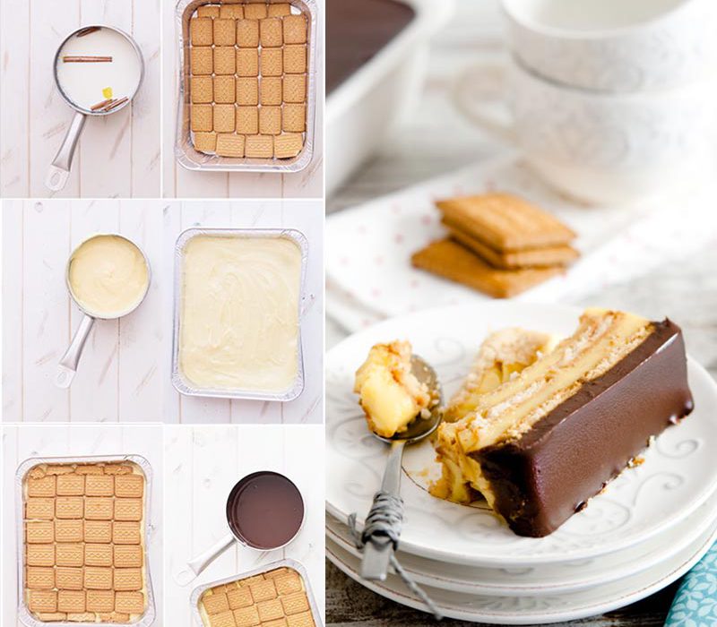tarta de galletas y chocolate