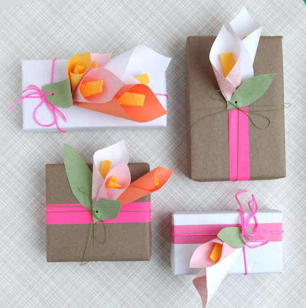 logo Especial juego Idea para envolver regalos con flores de papel - Pequeocio