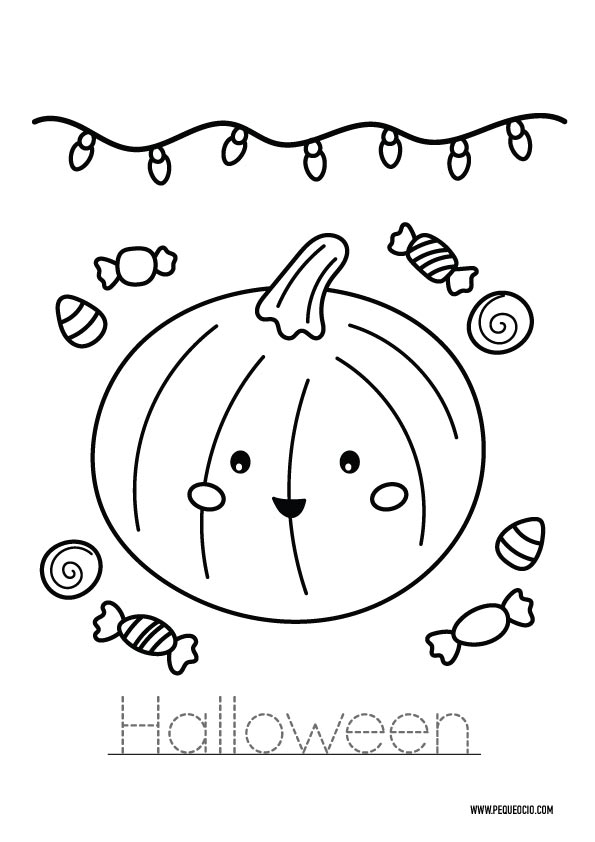 10 dibujos Kawaii de Halloween para pintar y colorear - Pequeocio