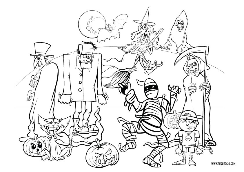 50 dibujos de Halloween para colorear fáciles y divertidos - Pequeocio