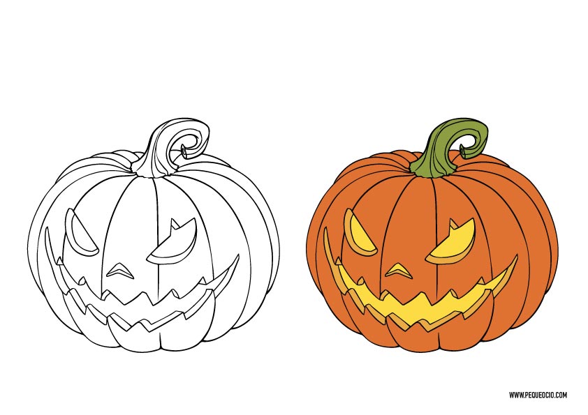 15 dibujos de calabazas de Halloween para colorear - Pequeocio