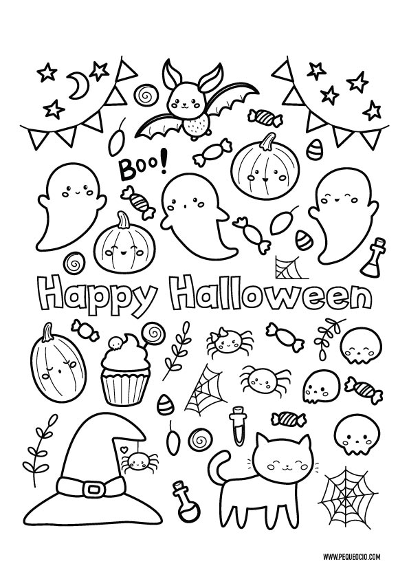 Detalle 47+ imagen dibujos de halloween para colorear e imprimir