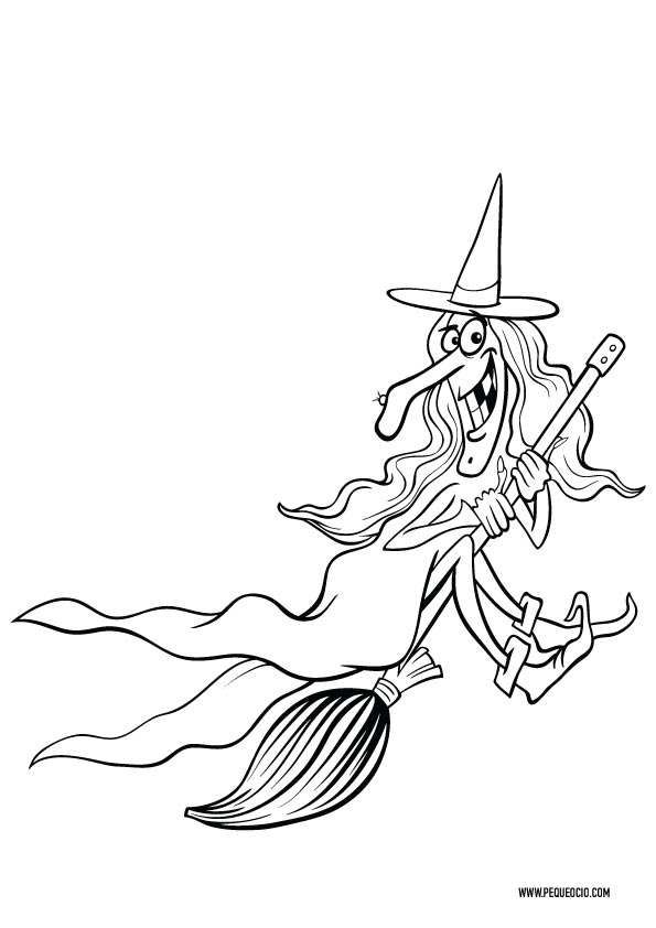 10 dibujos de brujas para colorear (brujas de Halloween para imprimir y  pintar) - Pequeocio