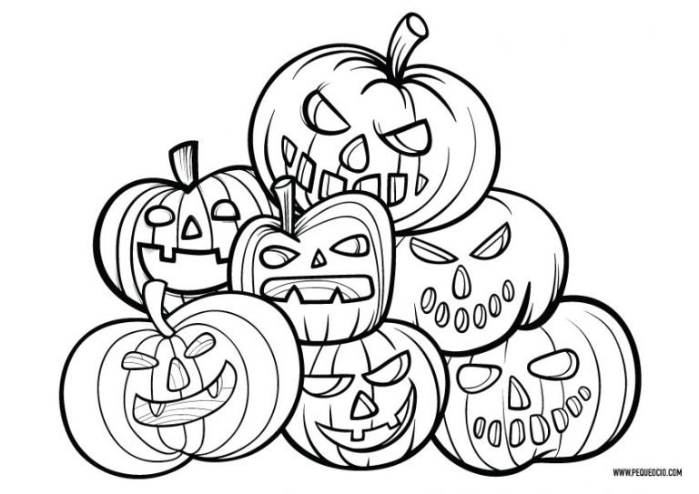 15 dibujos de calabazas de halloween para colorear pequeocio