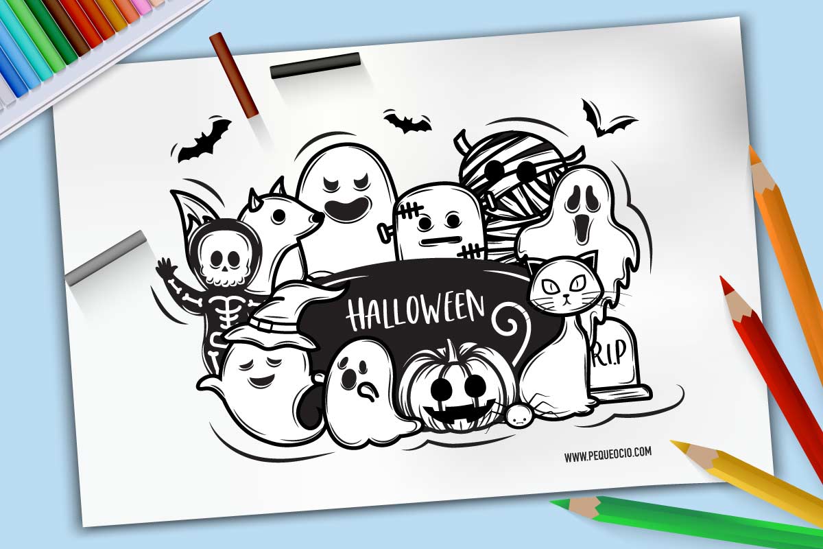 50 dibujos de Halloween para colorear fáciles y divertidos - Pequeocio