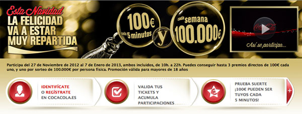 Promoción Coca Cola 100 Euros