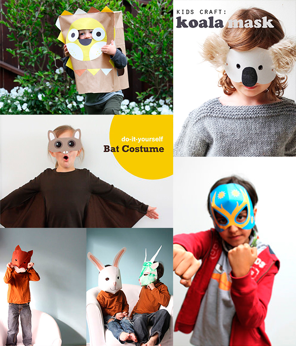 Zoológico de noche infancia realce 5 máscaras de cartón y papel para Halloween - Pequeocio