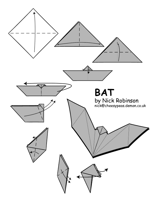 Murciélago de origami fácil para Halloween