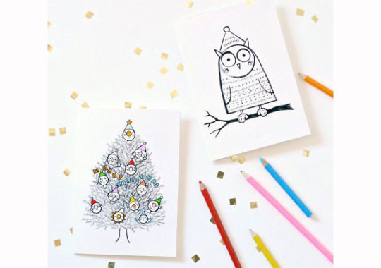 tarjetas de Navidad para imprimir y colorear