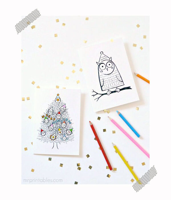 tarjetas de Navidad para imprimir y colorear
