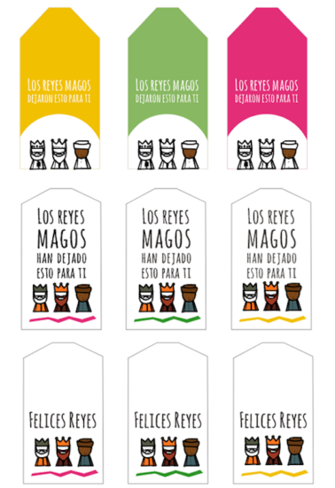 etiquetas para los regalos de Reyes