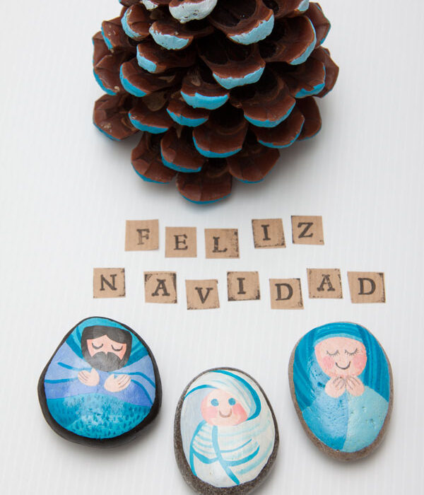 belén de navidad de piedras pintadas