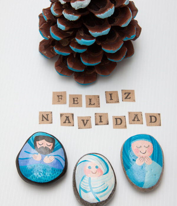 Belén De Navidad De Piedras Pintadas