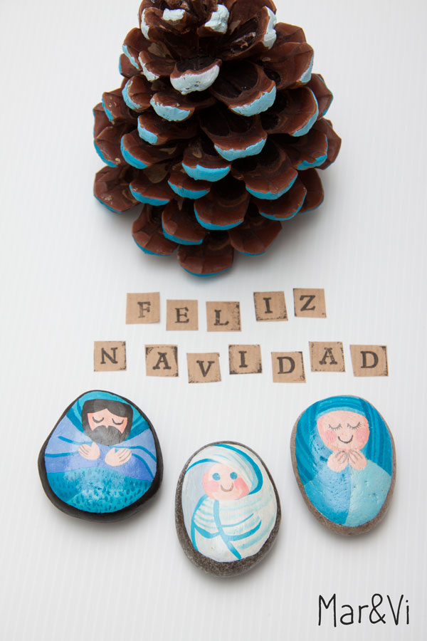 Belén De Navidad De Piedras Pintadas