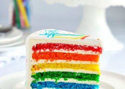 Tarta De Cumpleaños Con Los Colores Del Arco Iris