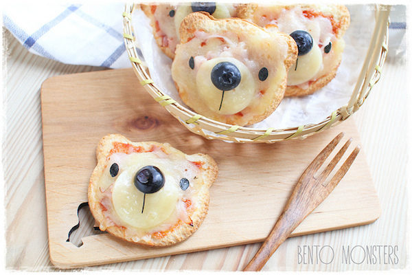 pizzas divertidas para niños en forma de oso