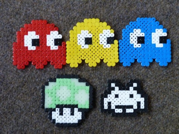 figuras de Pacman con hama beads