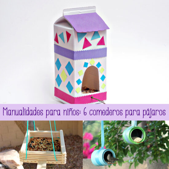Manualidades infantiles, comederos para pájaros