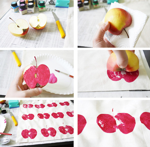 Estampado Sobre Tela Con Manzanas