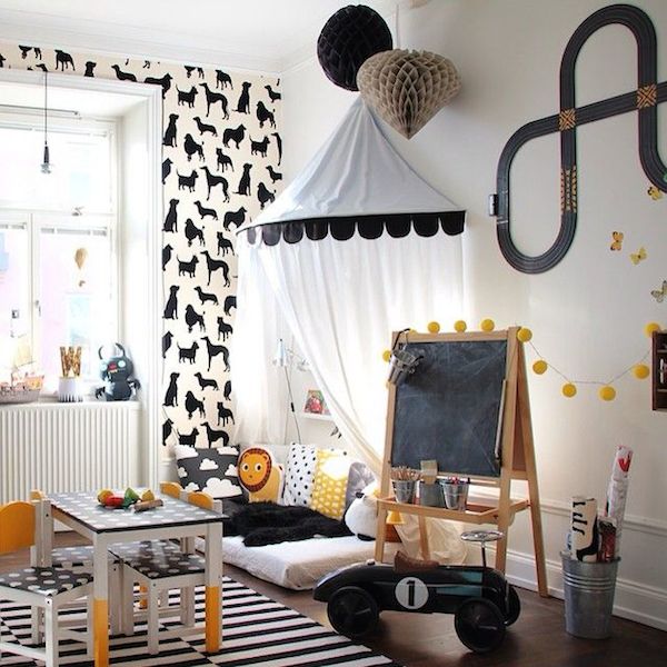 Habitaciones infantiles en blanco y negro