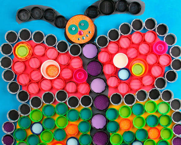 Manualidades recicladas con tapones de plástico