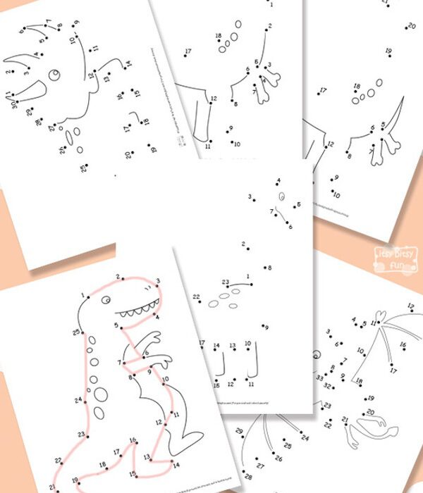 Dibujos para unir puntos ¡de dinosaurios! - Pequeocio