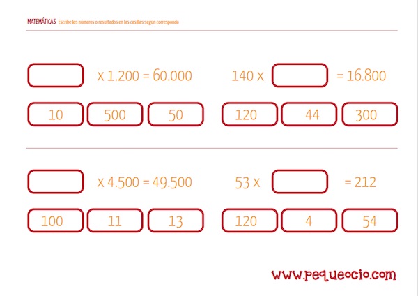 Fichas Para Imprimir De Matemáticas