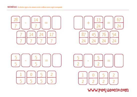 Fichas de matemática para imprimir