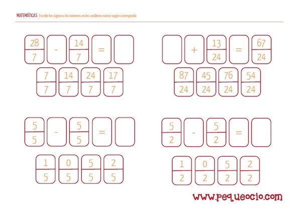 Fichas de matemática para imprimir