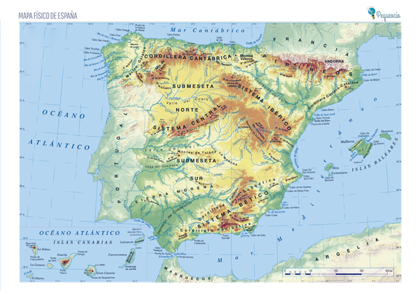 Mapa De España Fisico