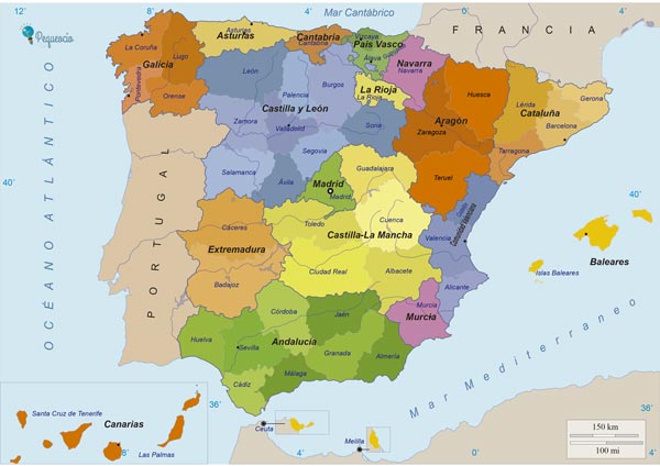 rellenar mapa politico de españa Mapa De Espana Fisico Politico Y Mudo Para Imprimir Pequeocio rellenar mapa politico de españa