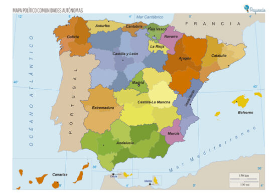 Mapa de Comunidades Autónomas para imprimir - Pequeocio