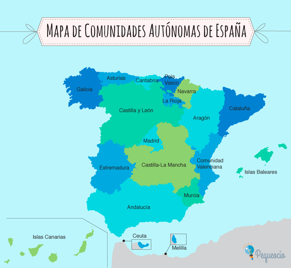 🥇 Mapa de España ⊛ Político Físico ▷ Mudo ▷ Con Nombres » Para Imprimir