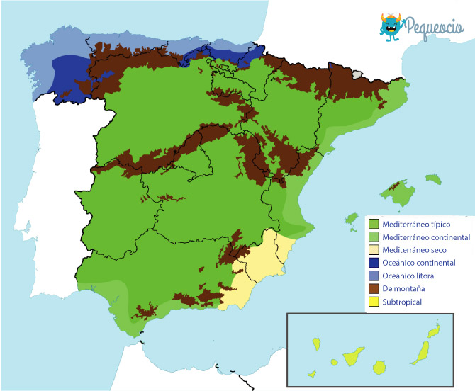 MAPA DE ESPAÑA físico, político y mudo (para imprimir) - Pequeocio