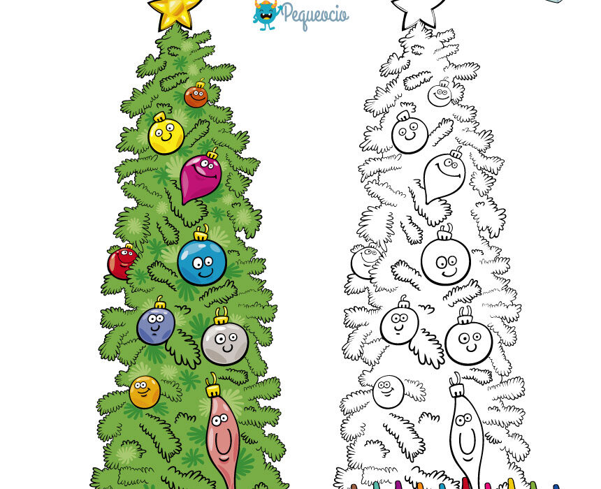 20 árboles de Navidad para colorear (y cómo dibujar un árbol navideño) -  Pequeocio