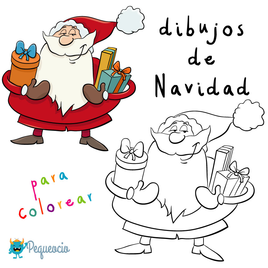 navideños para colorear (dibujos de fáciles para pintar) -