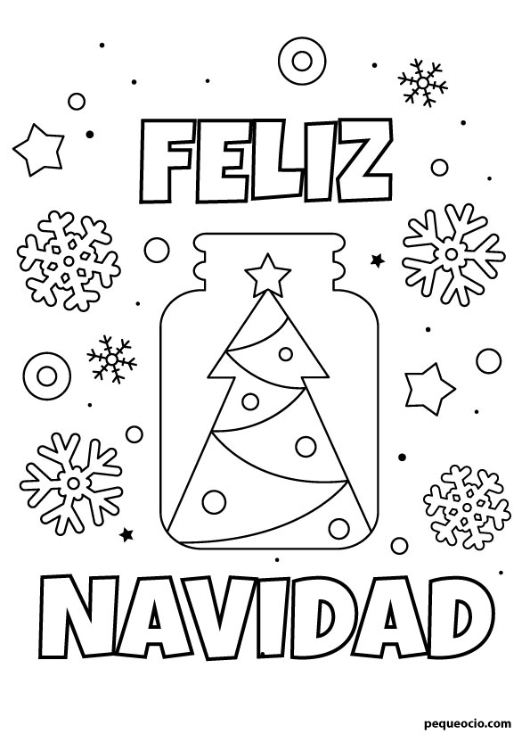 50 dibujos navideños para colorear (dibujos de Navidad fáciles para pintar)  - Pequeocio