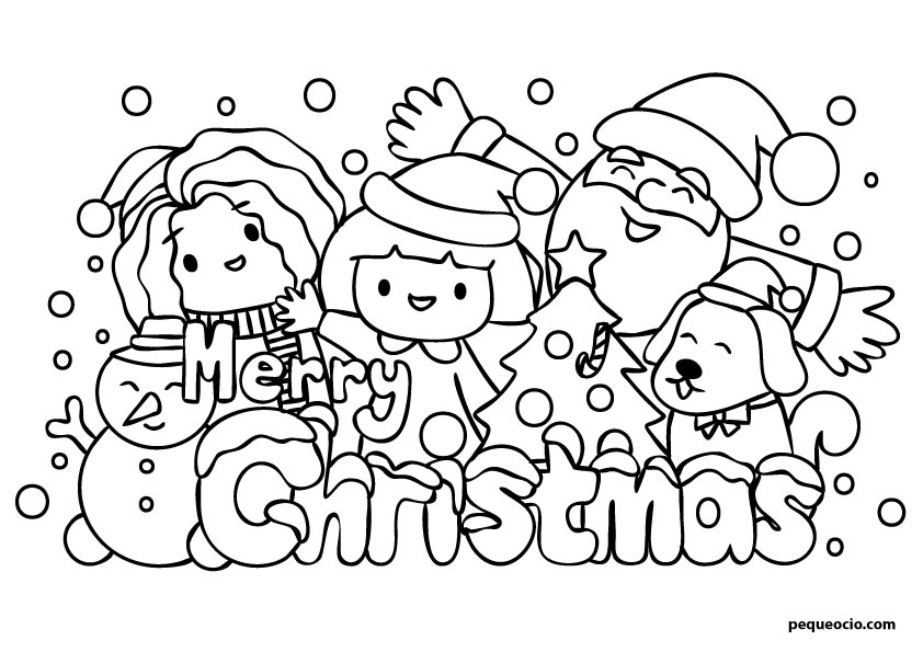 50 dibujos navideños para colorear (dibujos de Navidad fáciles para pintar)  - Pequeocio