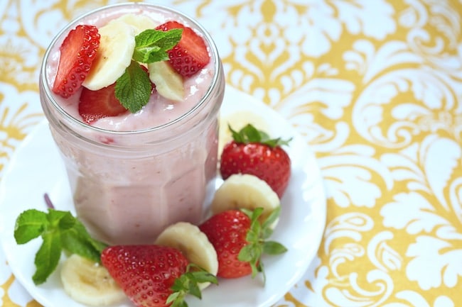 Batido De Fresa Y Plátano Con Avena