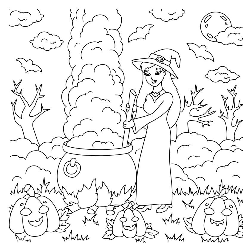10 dibujos de brujas para colorear (brujas de Halloween para imprimir y  pintar) - Pequeocio