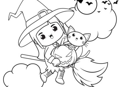 Brujas De Halloween Kawaii Para Colorear