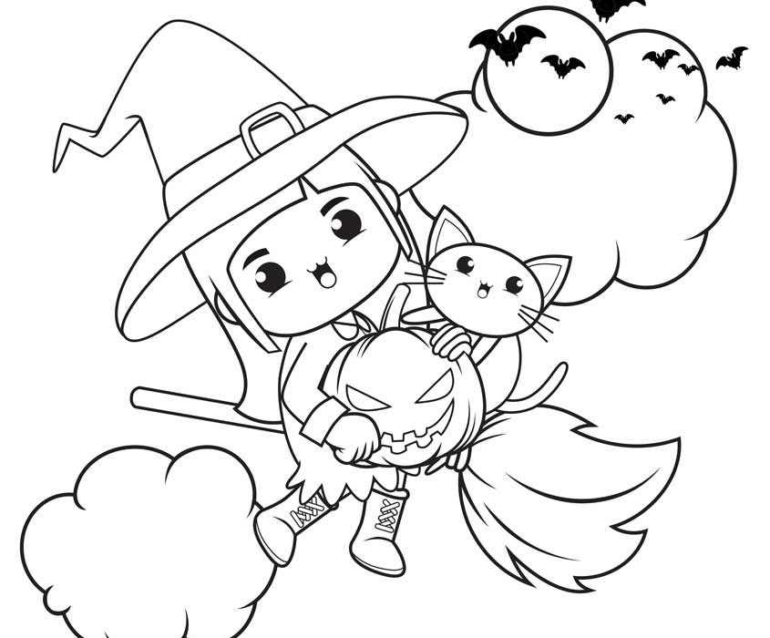 Brujas De Halloween Kawaii Para Colorear